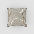 Beige Linen Blend Scatter Cushion with Leather Piping 60x60